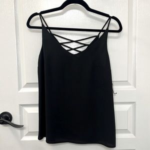 NWT 1.STATE Women’s Lattice Back V-Neck Cami Top Black - Size XS